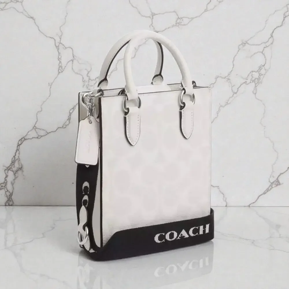 Coach North South Mini Tote Crossbody In Signature Canvas White CP011 - Picture 3 of 8